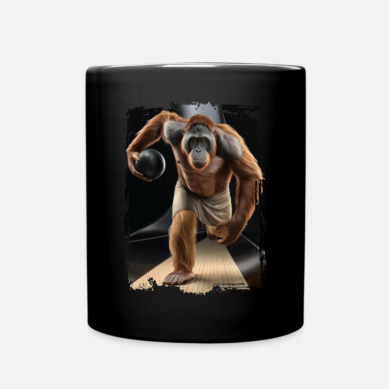 Orang-Utan spielt Bowling Geschenk - Tasse einfarbig - Schwarz