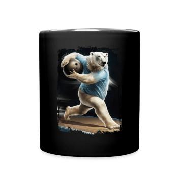 Eisbär spielt Bowling Geschenk - Tasse einfarbig - Schwarz - Vorne
