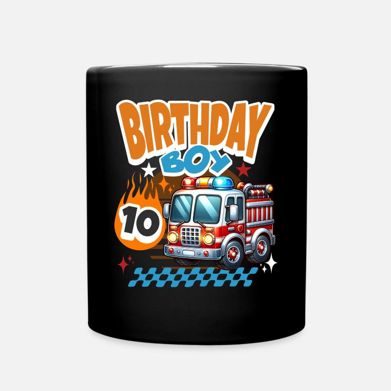 10. Geburtstag Feuerwehr - Tasse einfarbig - Schwarz
