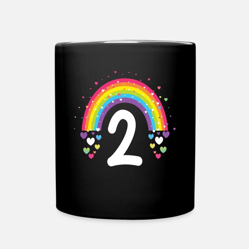 2. Geburtstag Geschenk Regenbogen Geburtstagskind - Tasse einfarbig - Schwarz