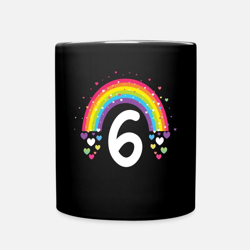 6. Geburtstag Geschenk Regenbogen Geburtstagskind - Tasse einfarbig - Schwarz