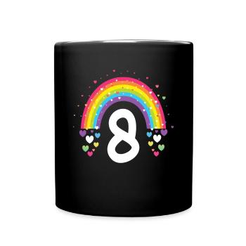 8th Birthday Gift Rainbow Birthday Girl - Full Colour Mug - black - Front