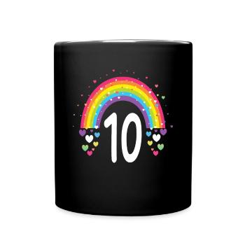 10th Birthday Gift Rainbow Birthday Boy - Full Colour Mug - black - Front