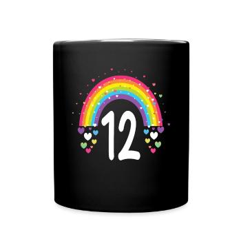 12th Birthday Gift Rainbow Birthday Boy - Full Colour Mug - black - Front