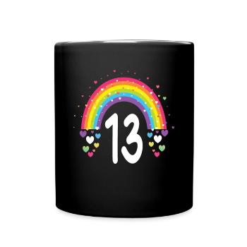 13th Birthday Gift Rainbow Birthday Boy - Full Colour Mug - black - Front