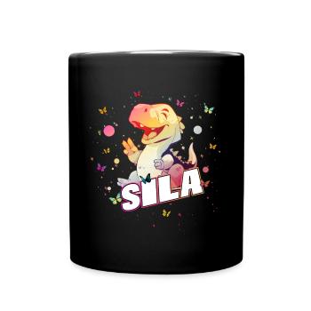 SILA - Beau prénom de FILLE avec mignon DINO T-REX - Mug uni - noir - Devant