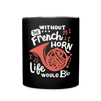 Waldhornspieler Hornist - Tasse einfarbig - Schwarz - Vorne