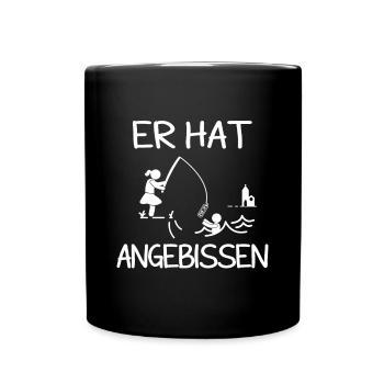 La poule annonce ses fiançailles Il a mordu à l’hameçon - Mug uni - noir - Devant