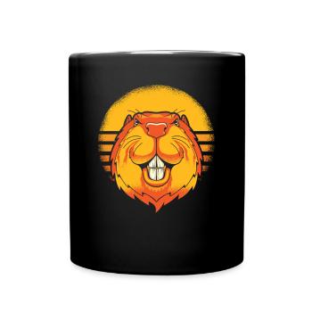 Retro North American Eurasian Castor Canadensis - Full Colour Mug - black - Front