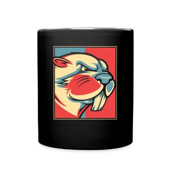 Beaver Portrait Castor Canadensis North American - Full Colour Mug - black - Front