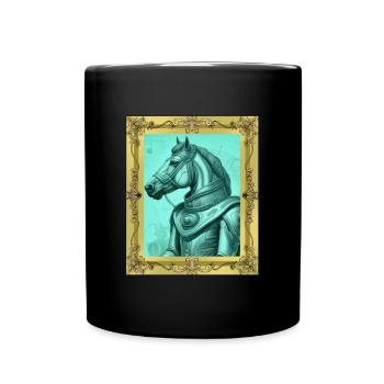 Mittelalter Pferd Pferde König Herrscher Gaul - Tasse einfarbig - Schwarz - Vorne