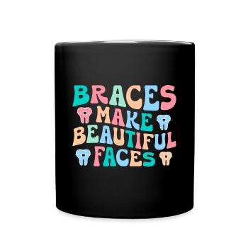 Zahnspange Kieferorthopäde - Tasse einfarbig - Schwarz - Vorne