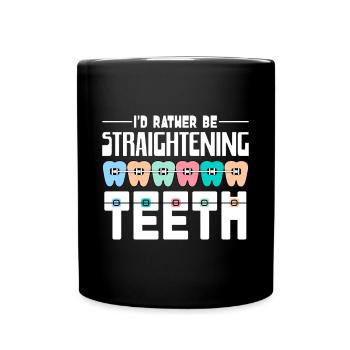 Zahnspange Kieferorthopäde - Tasse einfarbig - Schwarz - Vorne