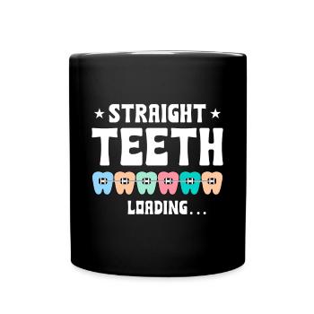 Witziger Zahnspangen Spruch - Tasse einfarbig - Schwarz - Vorne