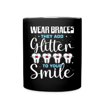 Zahnspange Kieferorthopäde - Tasse einfarbig - Schwarz - Vorne