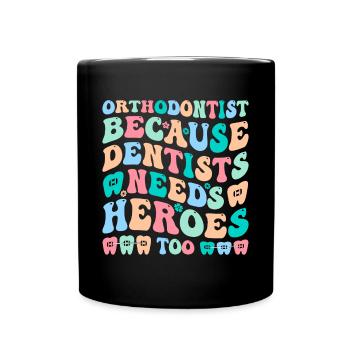 Zahnspange Kieferorthopäde - Tasse einfarbig - Schwarz - Vorne