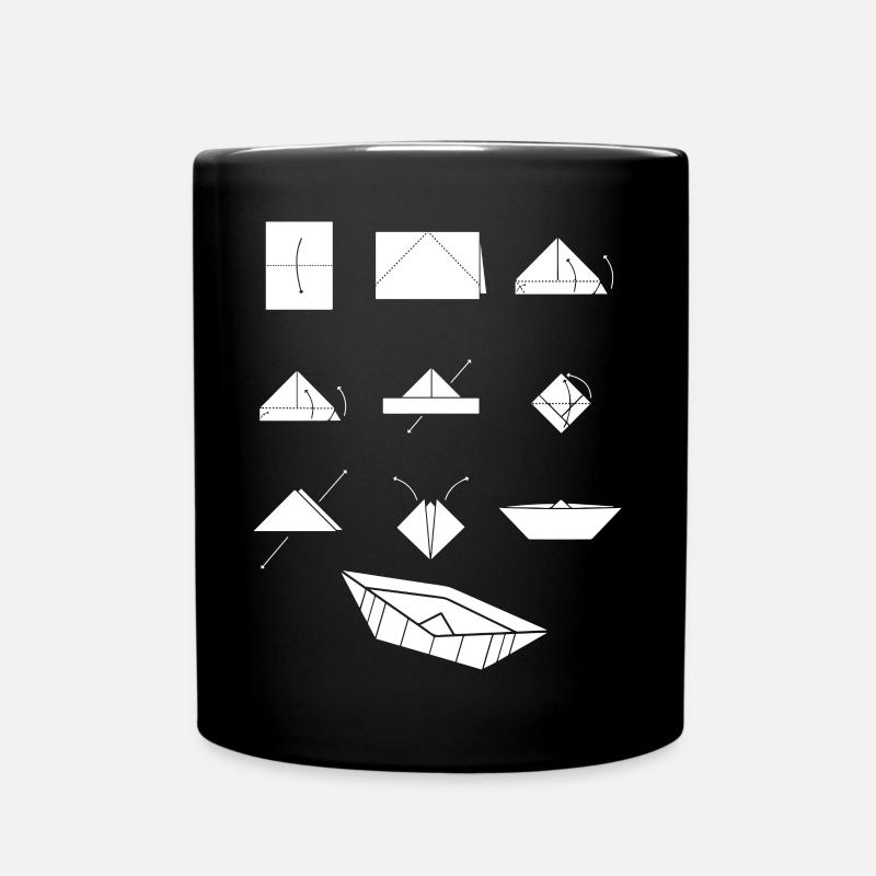Papierschiffe falten Origami Papierboot - Tasse einfarbig - Schwarz