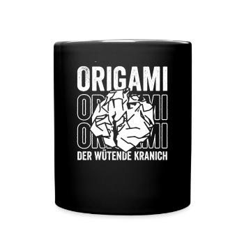 Origami Kranich Vogel Faltkunst - Tasse einfarbig - Schwarz - Vorne