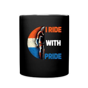 Dutch Cycling shirt design Ride with Pride - Full Colour Mug - black - Front