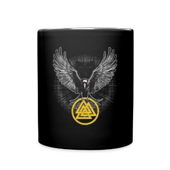 raven valhalla symbol - wikinger Rabe Valhalla - Tasse einfarbig - Schwarz - Vorne