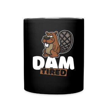 Dam Tired North American Eurasian Castor - Full Colour Mug - black - Front