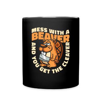 Jouez avec un castor et obtenez le couperet eurasien - Mug uni - noir - Devant