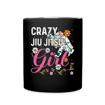 Crazy Jiu Jitsu Girl - Funny Brazilian Jiu Jitsu G - Full Colour Mug - black - Front