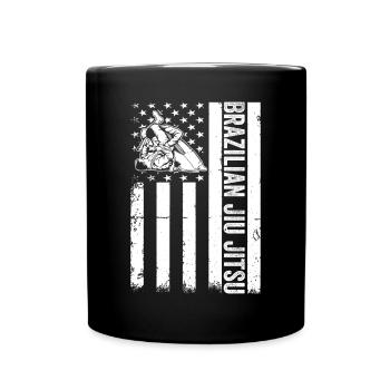 Brazilian Jiu Jitsu US Flag Brazilian Jiu Jitsu - Full Colour Mug - black - Front