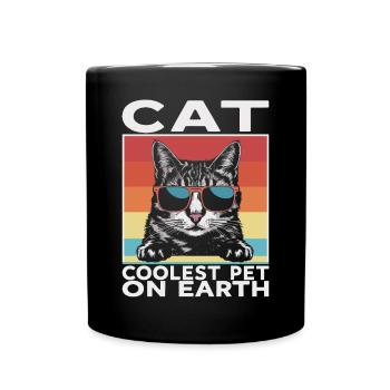 Cat Coolest Pet On Earth Retro Sunglasses Funny - Tasse einfarbig - Schwarz - Vorne