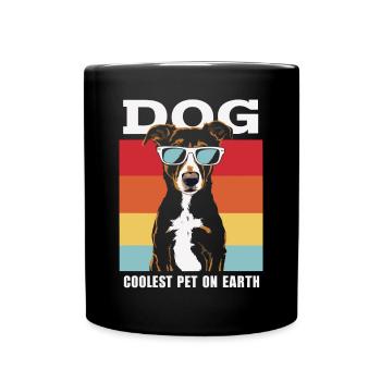 Chien Le Plus Cool Pet Sur Terre Lunettes De Soleil Rétro Drôle - Mug uni - noir - Devant