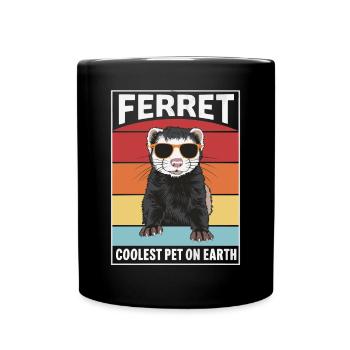 Ferret Coolest Pet On Earth Retro Sunglasses - Full Colour Mug - black - Front