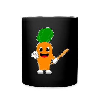 Karotte Baseball Baseballschläger - Tasse einfarbig - Schwarz - Vorne