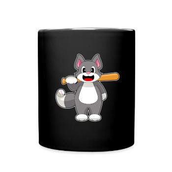 Katze Baseball Baseballschläger - Tasse einfarbig - Schwarz - Vorne
