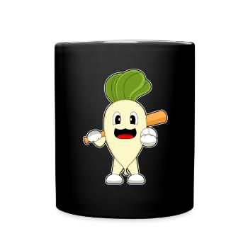 Radieschen Baseball Baseballschläger - Tasse einfarbig - Schwarz - Vorne