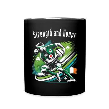 Stärke und Ehre Rugby Spruch - Tasse einfarbig - Schwarz - Vorne