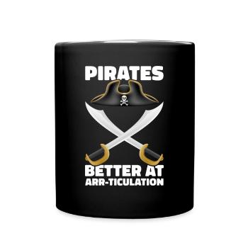 Pirate Skull Buccaneer Pirate Ship - Full Colour Mug - black - Front