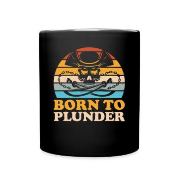 Pirate Skull Buccaneer Pirate Ship - Full Colour Mug - black - Front