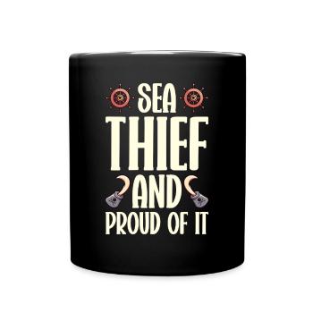 Pirate Skull Buccaneer Pirate Ship - Full Colour Mug - black - Front