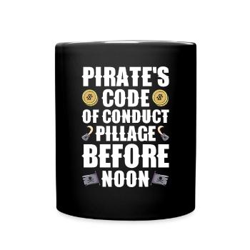 Pirate Skull Buccaneer Pirate Ship - Full Colour Mug - black - Front