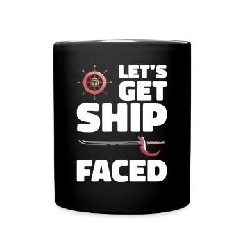 Pirate Skull Buccaneer Pirate Ship - Full Colour Mug - black - Front