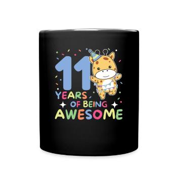 Girafe pour 11ème anniversaire enfants de onze ans - Mug uni - noir - Devant