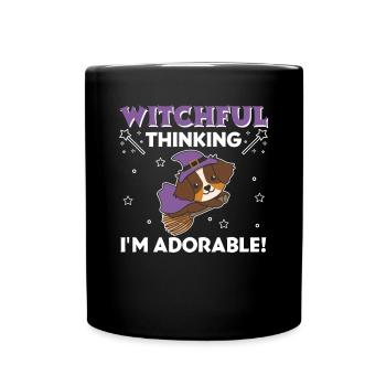 Australian Shepherd Halloween Hexe I'm adorable - Tasse einfarbig - Schwarz - Vorne