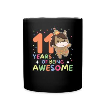 Cheval pour 11ème anniversaire enfants de onze ans - Mug uni - noir - Devant