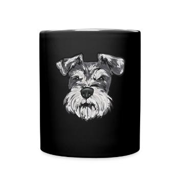 Zwergschnauzer Hund Schnauzer - Tasse einfarbig - Schwarz - Vorne