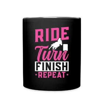 Cheval de course de barils de rodéo - Mug uni - noir - Devant