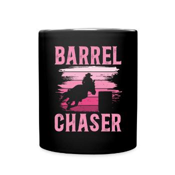 Rodeo Barrel Racing Pferd - Tasse einfarbig - Schwarz - Vorne