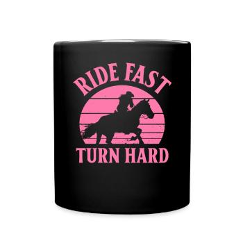 Cheval de course de barils de rodéo - Mug uni - noir - Devant