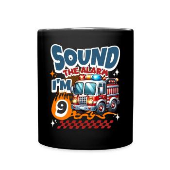 9th Birthday Fire Brigade - Full Colour Mug - black - Front