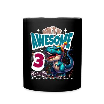 T Rex Dinosaure 3ème Anniversaire Enfants Anniversaire - Mug uni - noir - Devant