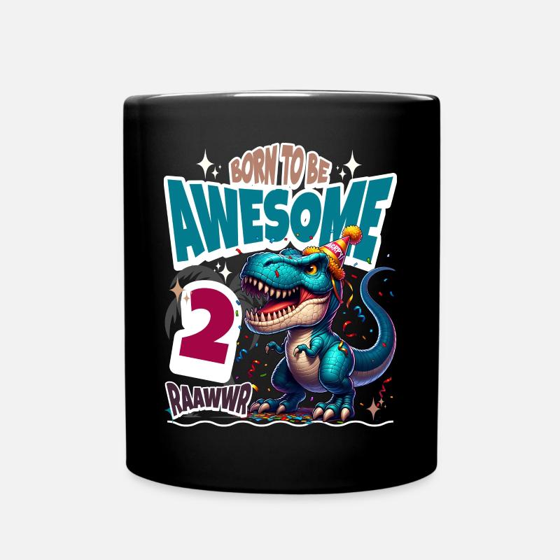 T Rex Dinosaurier 2. Geburtstag Kindergeburtstag - Tasse einfarbig - Schwarz